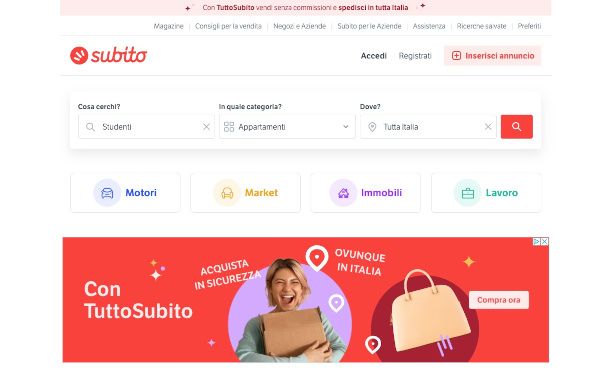 home page sito Subito.it