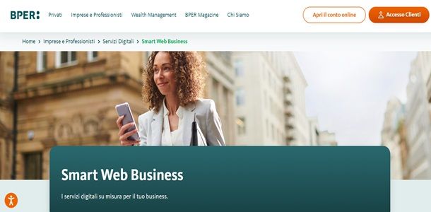 Pagina dedicata al servizio Smart Web Business di BPER Banca