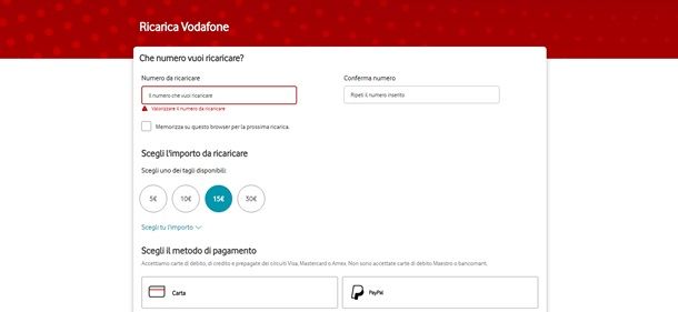 ricarica vodafone