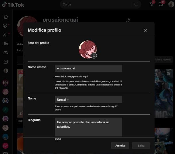 Come cambiare foto TikTok