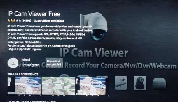 schermata IP Cam Viewer su Appstore Amazon Fire TV Stick