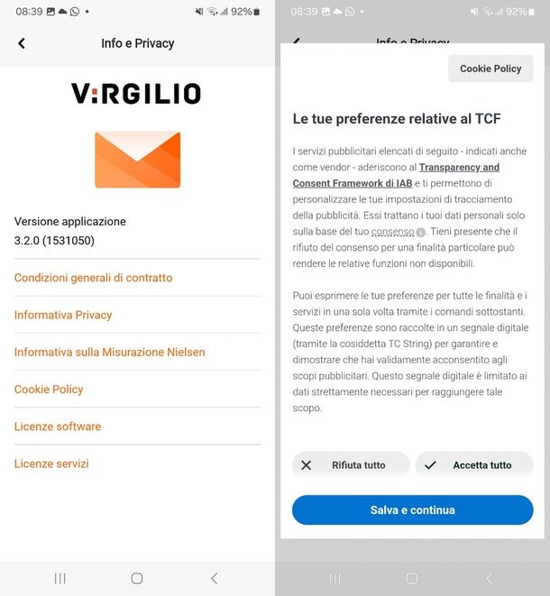 Virgilio Mail app cookie