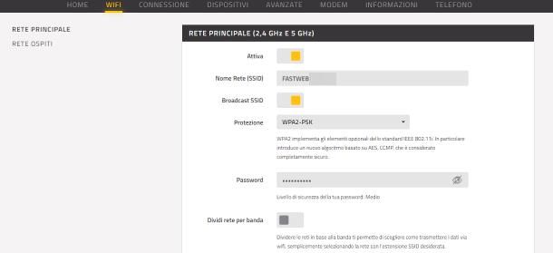 modifica password Wi-Fi modem Fastgate