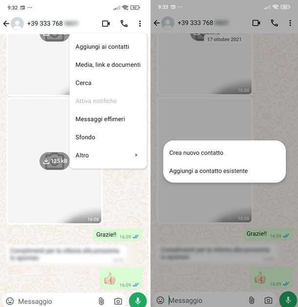 Aggiungi contatto WhatsaApp Android