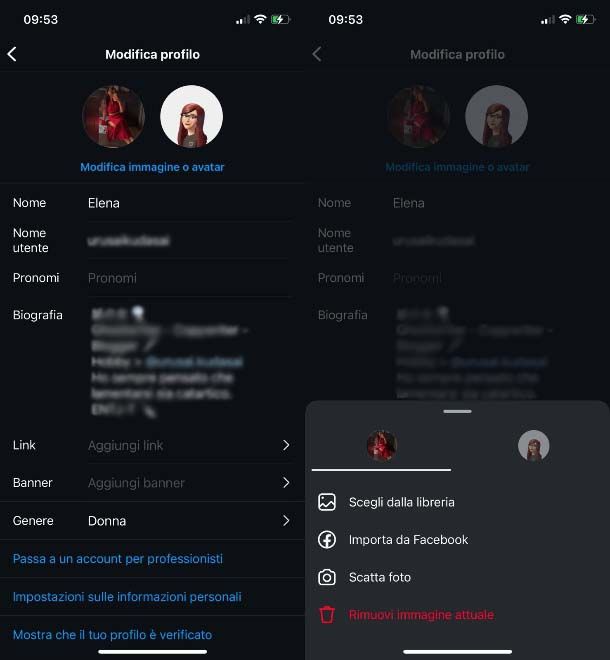 Cambiare immagine profilo Instagram