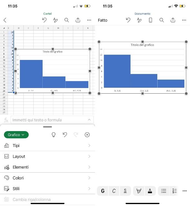 Come fare un grafico istogramma su Word smartphone