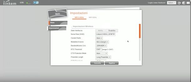 modifica password Wi-Fi modem Linkem