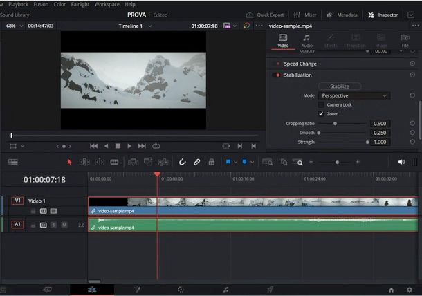 come stabilizzare un video DaVinci Resolve