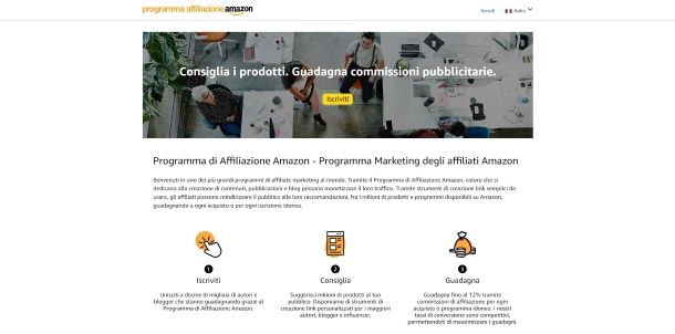 Programma di affiliazione Amazon