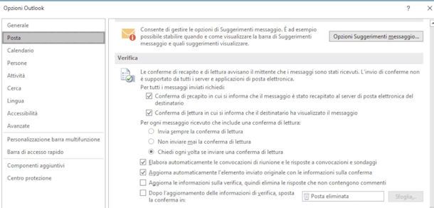 Conferme letture Outlook