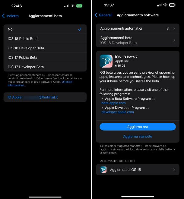 Come installare iOS beta sviluppatori