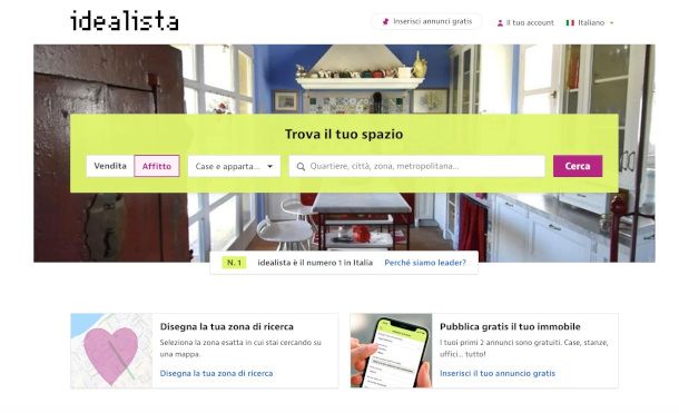 home page sito Idealista