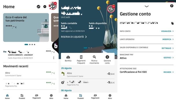 come vedere IBAN app UniCredit Android