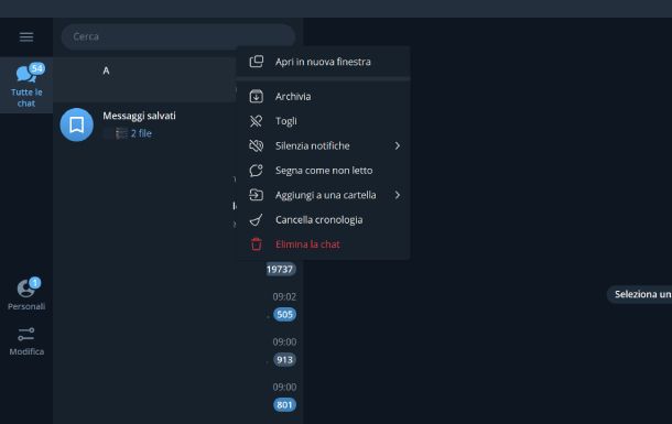 Archiviare chat Telegram Windows