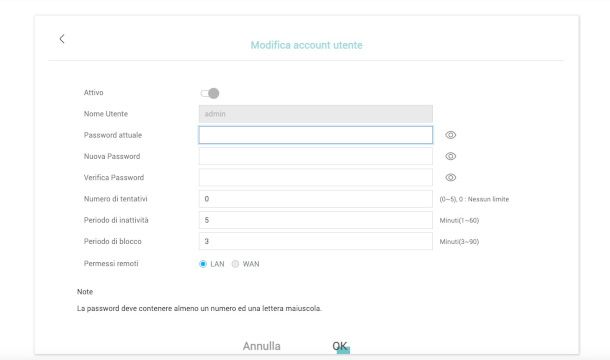 cambio password amministratore modem WINDTRE