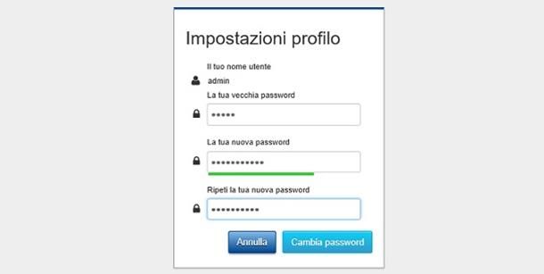 cambio password admin TIM HUB