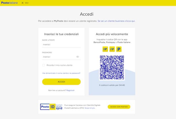 Login sito Poste Italiane