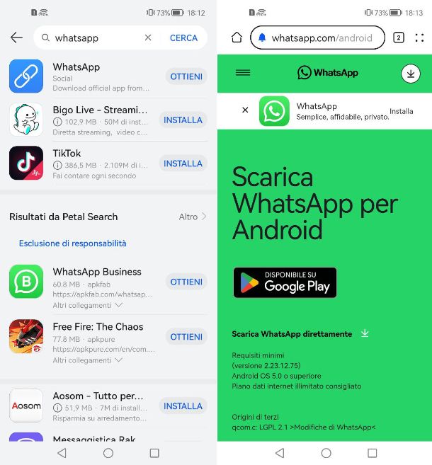 Come installare WhatsApp su Huawei senza Play Store