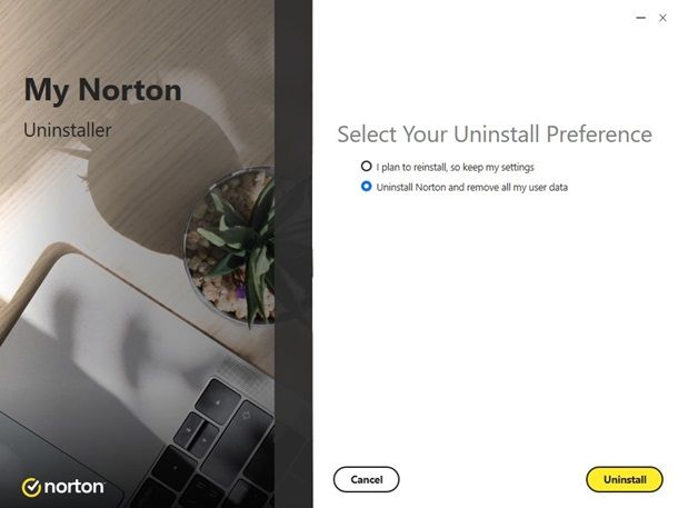 disinstallare norton