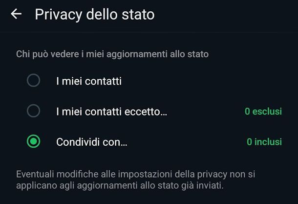 Nascondere online dagli aggiornamenti di stato