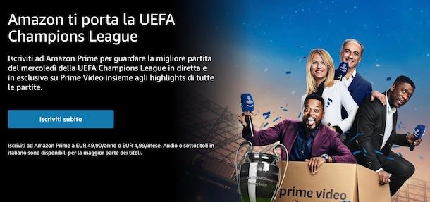 Champions League su Prime Video