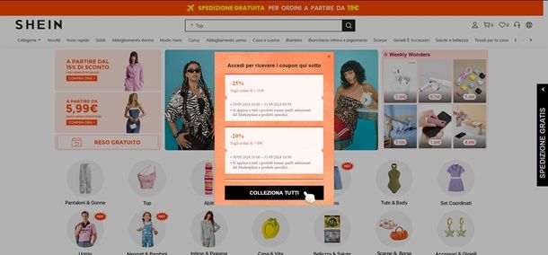 shein sconto accesso