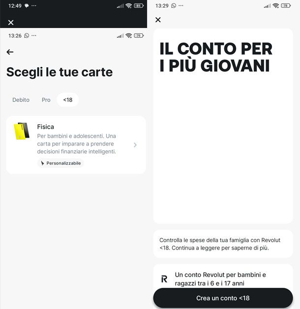 Carta per minorenni Revolut