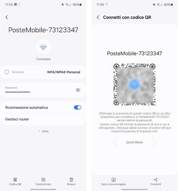 Come condividere password WiFi Samsung