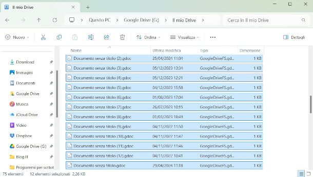 cancellazione file dal client Google Drive per PC