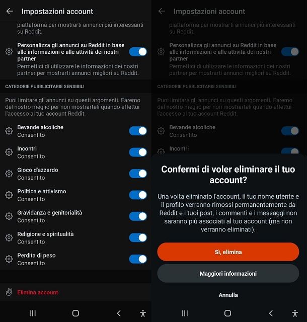 Come eliminare account Reddit