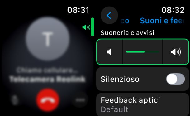Alzare volume chiamata Apple Watch