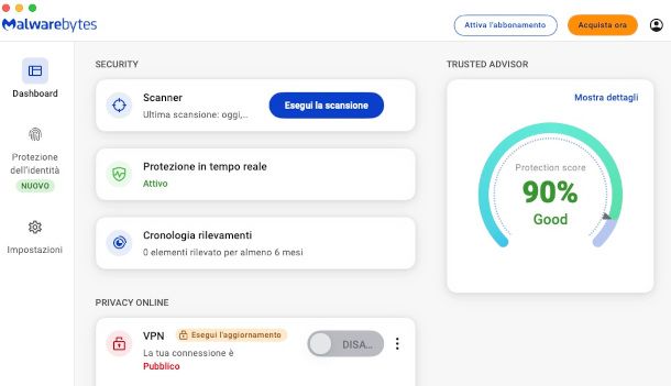 schermata programma Malwarebytes