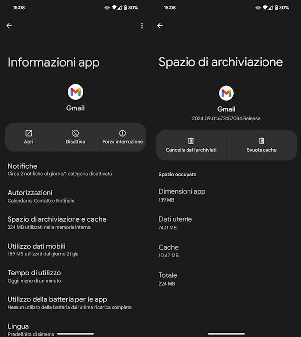 Svuota cache Gmail su Android