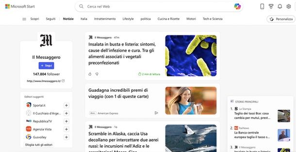 Microsoft Start leggere quotidiani online gratis