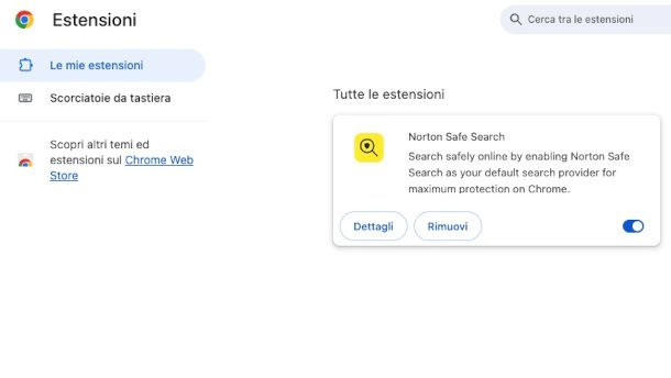 estensione Norton Safe Search su Chrome