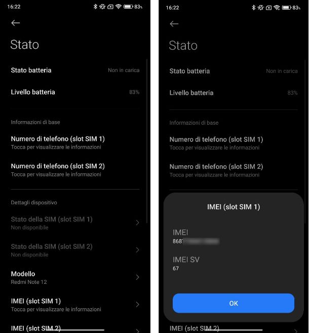 Come risalire al codice IMEI su Xiaomi