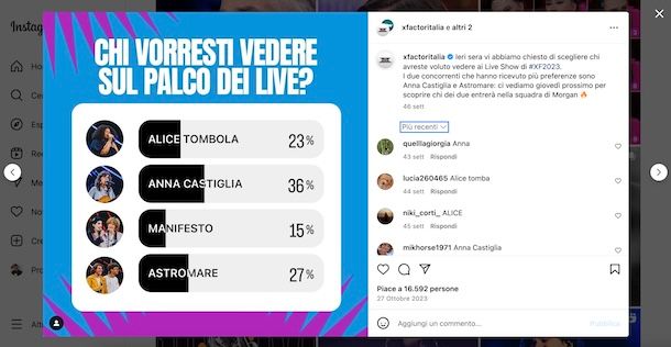 Votare X Factor su Instagram