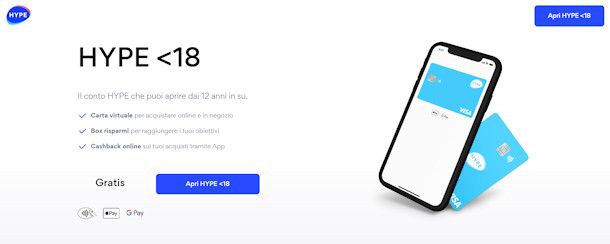 HYPE minorenni come funziona