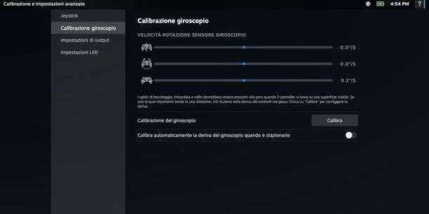 Calibrazione giroscopio controller PS5