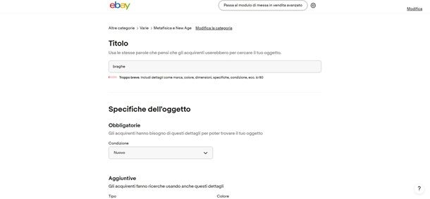 ebay annuncio