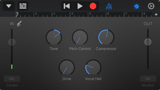 schermata GarageBand iPhone