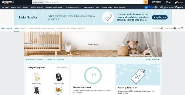 Lista nascita Amazon: come funziona