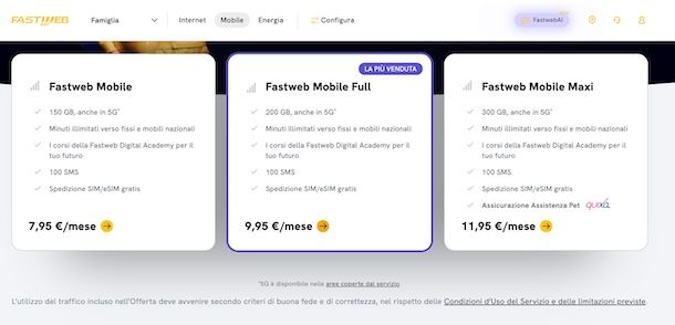 Migliori offerte SIM mobile Fastweb