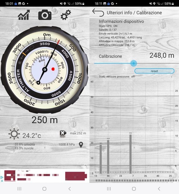 altimetro professionale app Android