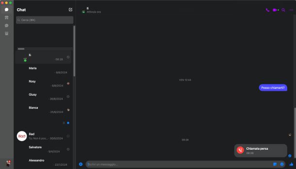 Vedere chiamate Messenger Mac