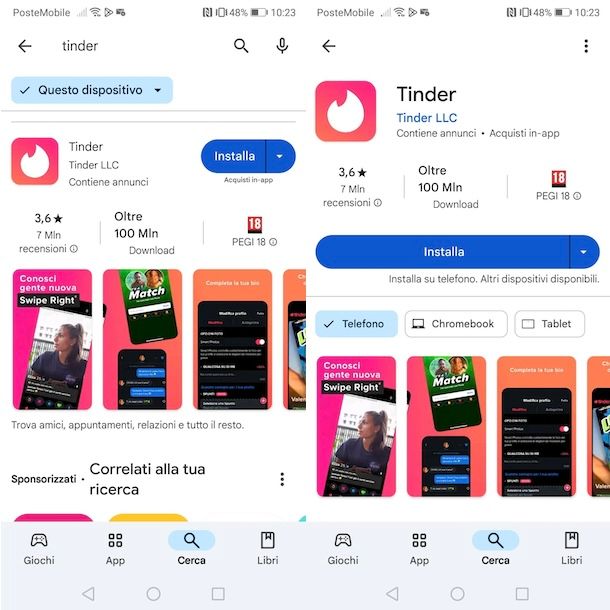 Scaricare Tinder su Android