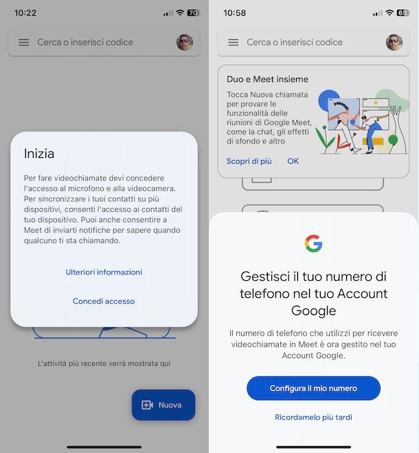 Configurare Google Duo su Google Meet