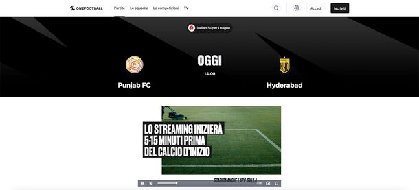 onefotball calcio in streaming