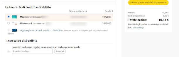 Usare buoni su Amazon