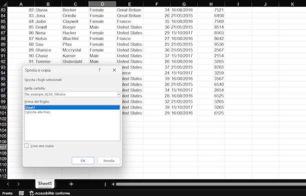 Copiare foglio Excel su altro foglio Excel Windows